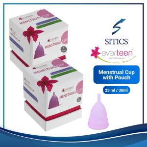 Everteen Large Medical Grade Silicon Menstrual Cup With Pouch ( 23 ml / 30ml )Feminine Hygiene Period Cup Cawan Haid Penjagaan Wanita W&D