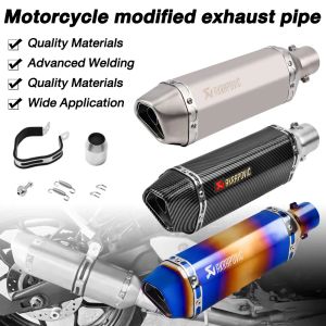 Runye Cars Akrapovic Muffler 38-51mm Universal Motorcycle Carbon Fiber Type Exhaust