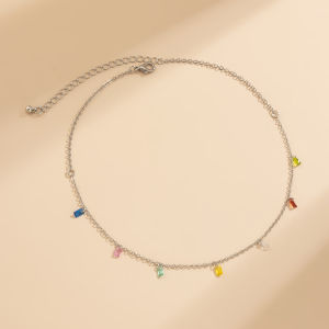 สร้อยคอคริสตัลเทียมหลากสีสันสไตล์โบฮีเมียน เครื่องประดับแฟชั่นสำหรับผู้หญิง โลหะผสม ลูกปัดหยดน้ำ จี้ดาว จี้รูปพระจันทร์ อุปกรณ์ตกแต่งเครื่องประดับ