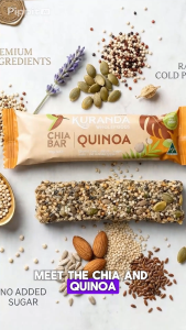 Kuranda Chia & Quinoa Low GI Health Bar 40g Gluten Free Fibre Vegan Keto No Added Sugar