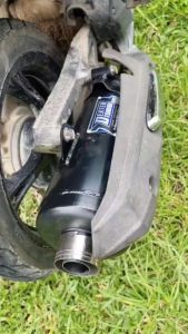 ท่อแต่ง ท่อผ่า กึ่งหมกกึ่งเปิด DEXTER MIO125 MIO125MX คาบู 2010-2012 คอเลสเกี่ยวสปริง 32/25 มี มอก. แท้ แถมจุกลดเสียง