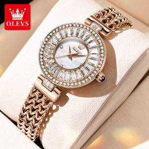 OLEVS watch for women original imported relo for women water proof luminous full dial with diamond design stainless steel quartz stylish and elegant watches for women