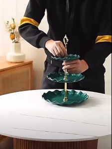 BB7 - Rak Makanan 3 Tingkat Plastik PP Anti Air / Rak Piring Kue Buah 3 Susun Meja Pesta Plastik Fruit Cake Plate Stand Display