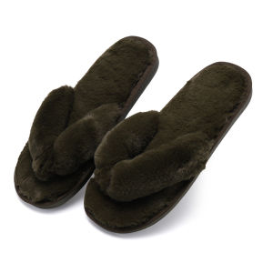 New Womens Plush Crossbody Slippers Flat Bottom Casual Thong Slippers Breathable Winter Season Fashionable Slip-On Shoes