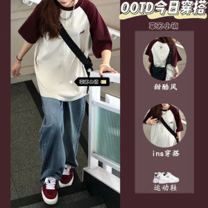 Summer Fashion Womens Cotton Short Sleeve T-shirt And Jeans Two-Piece Set Casual Slimming Style Korean Salt And Tea Trend