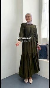 1053 Lisa Dress/Women Korean Style Fashion Long Sleeve O-Neck Loose Ruffled Hem Maxi Dress