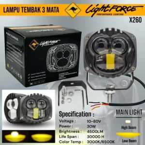 Lampu Tembak LED 3 MATA LENSA Super Bright Laser X260 Plus Breket Bahan Aluminium CNC Honda