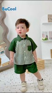 Bộ Cộc Tay Kẻ Sọc Cho Bé Trai Chất Đũi Tơ Cực Mát Cho Bé Từ 10-26kg