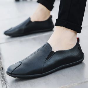39-44 Shoes for Men Solid Color Pu Leather Korean Style Male Rainproof Boat Shoe Casual Flat Comfortable Light Soft Sole Slip-on 2023 Special Offer Loafers