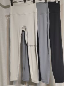 High Waist Yoga Pants Lucenwater Pressed Sealed Edge Anti Roll Drop Nine Fitness Leggings Womens Breathable Quick Dry Stretchy