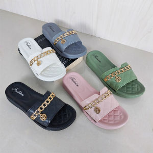 Sandal Selop Wanita Fashion Woman Slip On Kekinian Motif Rantai Korean Style Kasual COD SPT-54