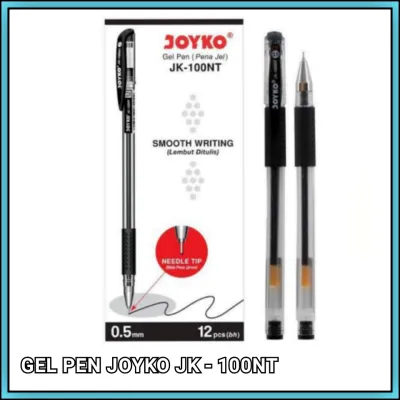 1 Pak Pulpen Gel Joyko JK 100NT Hitam / Pulpen Lancip 0.5 Mm Isi 12 Pcs