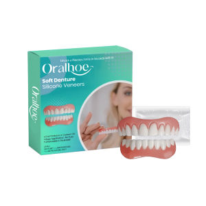 Upper and Lower Dentures Full Set Natural Safe Silicone False Teeth That Fit Oral Repair Missing Dull Tooth Portable Soft Braces