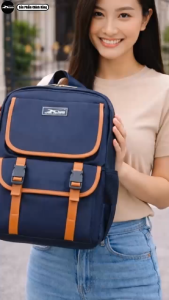Balo Học Sinh Thời Trang Cao Cấp Xbags Clever Màu Đen Phối Da PU Nâu Nhỏ Gọn Hiện Đại Chống Nước Chống Sốc Đựng Laptop 14 Inch Cá Tính Trẻ Trung!