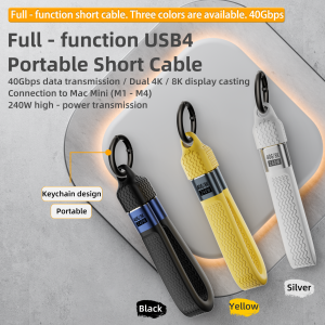 240W 40Gbps USB4 Short USB C To USB C Cable Fast Charging Type C Data Transfer 8K Data Charge Extension Cable Keychain Cable