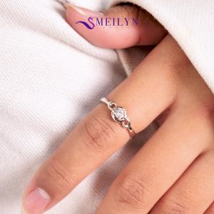 MEILYN Cincin Wanita Lapis Emas Mata 1 Lingkar Kasual Lapis Perak 18K 0222220317