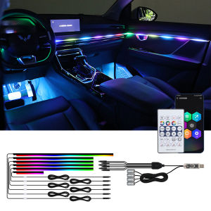 KEVANLY | KEVANLY Universal RGB Car Ambient Lights 10 in 1 Footwell Atmosphere Lamps USB APP Remote Cigar Lighter for Tesla Model 3 Y S X