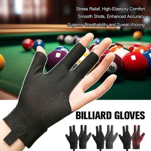 Snooker Three Finger Billiards Glove Left Hand Billiard Glove Non Slip Stickers Elasticity Billiard Training Gloves Accessories