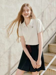 XIANGYING | Polo Collar Short Sleeve T-Shirt