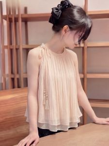 YIKEMAI | Slim Elegant Design Sweet and Gentle Style Sleeveless Top Large Size