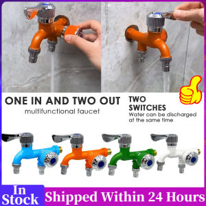 Dual Control Faucet Double Outlet Water Tap 1/2" Universal Interface Connector Home Bathroom Hose Irrigation Fitting