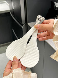 Eco-friendly Ceramic Rice Spoon Large Size Non-stick Healthy White Glazed Kitchen Cooking Utensil for Serving Rice