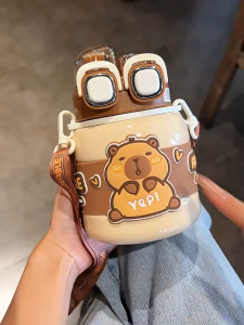660ML Cartoon Stainless Steel Coffee Cup Travel Female Student Insulated Cup Leak proof Insulated Bottle Tea Coffee Cup Insulated Cup Childrens Day