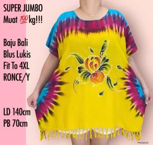 Muat 80-100kg!!!! BAJU BALI BLUS LUKIS JUMBO | ATASAN BLOUSE BIGSIZE LD 140 FIT TO XXXXL RONCE/Y REAL PICT