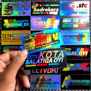 ( isi 10 stiker ) Hologram Stiker Costum CCTV TRUK OYI Printing Stiker Mobil Sticker CCTV Truk Setiker CCTV