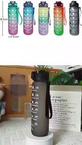 1pc 1000ml Water Bottle with Time Marker to Drink and Straw Motivational Sports Bottle Fitness with Strap for Office Gym Out