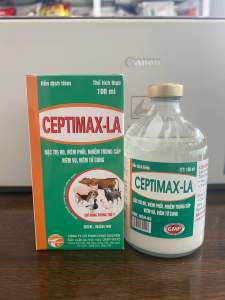 CEFTIMAX LA (100ml) hùng nguyên xử lý ho viêm phổi viêm zú viêm tử cung ở gia súc gia cầm
