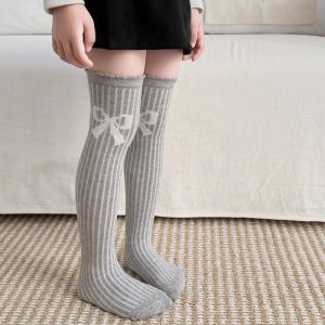Sweet Bow Childrens Long Socks Spring Summer Preppy Baby Girls Knee High Princess Socks Kids Cotton Student Stockings 3-8Y New