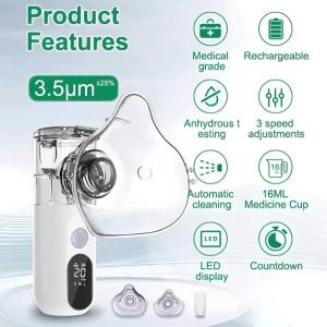 3.5um Rechargeable Mesh Nebulizer with LED Screen Silent Portable Medical Handheld Nebulizador Inhaler Inhalator Atomizer