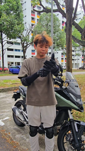 T2P SG Stock Motorcycle Class 2B Riding Gear Set Gloves + Elbow Guards & Knee Guards + Arm Sleeves