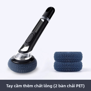 MONLEYTA | Bàn chải rửa nồi dài tay cầm bằng thép không gỉ cấp thực phẩm của Đức không rụng sợi dùng trong nhà bếp