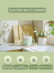 Electric Cooker with Steamer Food-Grade Non-stick Electric Stir Fry Frying Pan Dual Security Protection Pot Steamer Cooker Hot Pot