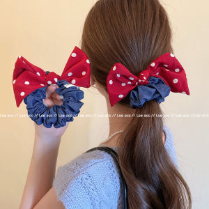 Blue Polka Dot Butterfly Knot Hair Ties Womens Denim Hair Bands Sweet Style Fashionable Hair Accessories Fresh out New Summer