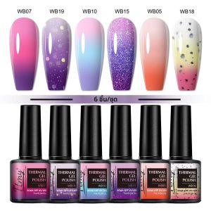 ยาทาเล็บเจลร้อน 7 มล. ปราศจากสารก่อภูมิแพ้ - เปลี่ยนสีตามอุณหภูมิ ปราศจากฟอร์มาลดีไฮด์ เหมาะสำหรับทำเล็บด้วยตัวเองและใช้ในร้านเสริมสวย