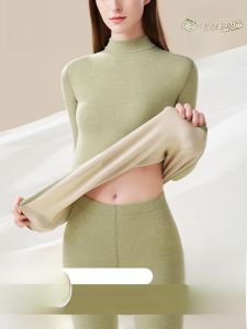 miiow | Warm Mid-Neck Wool Cashmere Underwear Set For Women Soft Comfortable Long Sleeve Long Pants Thermal Wear Slimming Base Layer