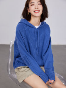 Pure Cashmere Knitted Sweater Hoodie Style Loose Fit Thickened Becks Design Womens Autumn Winter Fashion Casual Wear