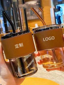 Internet Celebrity Bamboo Glass Cup Hotel Company 5 Yuan Opening Event Gift Free Customized Logo Present for Client Gift