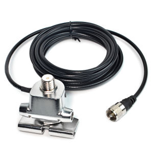 Vehicle Ham Mobile Radio Antenna Mount Base Clip Lip with 16.4ft RG-58 Coax Cable for Rear Trunk Lid/Hatchback Edge Clamp Device