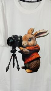 Kaos Pria 3 Dimensi Motif Animasi Rabbit Camera Tshirt Oblong Katun 24s H0132 By Hans & co