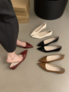 Elegant Fairy Style French Pointed Toe Slip-On Grandmother Shoes Womens Soft Bottom Versatile Commute Mary Jane Single Shoes