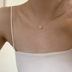 S925 Silver Moissanite Single Diamond Necklace Womens Fashion Jewelry Layering Pendant Clavicle Chain Brave & Beauty