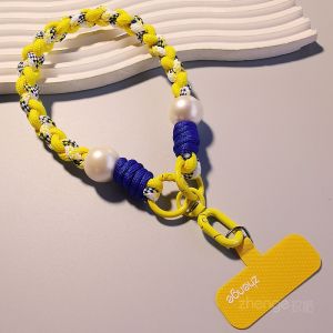 สร้อยคอโทรศัพท์แบบสั้น สร้อยข้อมือถักสีสันสดใส เครื่องประดับโทรศัพท์มือถือ โซ่พร้อมจี้น่ารัก โซ่ป้องกันการสูญหายสำหรับการเดินทางกลางแจ้ง