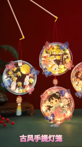 Đèn Lồng Trung Thu Phát Sáng PVC Trong Suốt Treo Trang Trí Rước Đèn Led Hình Thỏ Ngọc Dễ Thương