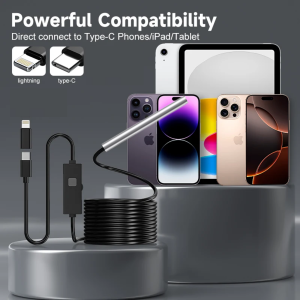 3.9mm Endoscope Camera Android Iphone IOS Car Sewer Inspection Borescope Camera for Smartphones Type-C and IOS