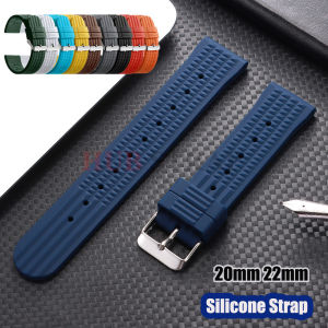 20mm 22mm Premium Soft Rubber Waffle Watchband for Seiko Diving 007 009 for Rolex Abalone Universal Silicone Strap Replacement