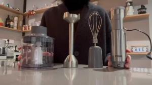 MIUI Powerful Hand Immersion Blender4-in-1 Stainless Steel Stick Food Mixer700ml Mixing Beaker500ml ProcessorWhisk MAX 1200W